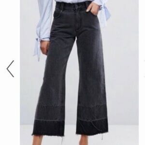 EVIDNT Los Angeles women’s washed out black released Hem Wide Leg Jeans size 25